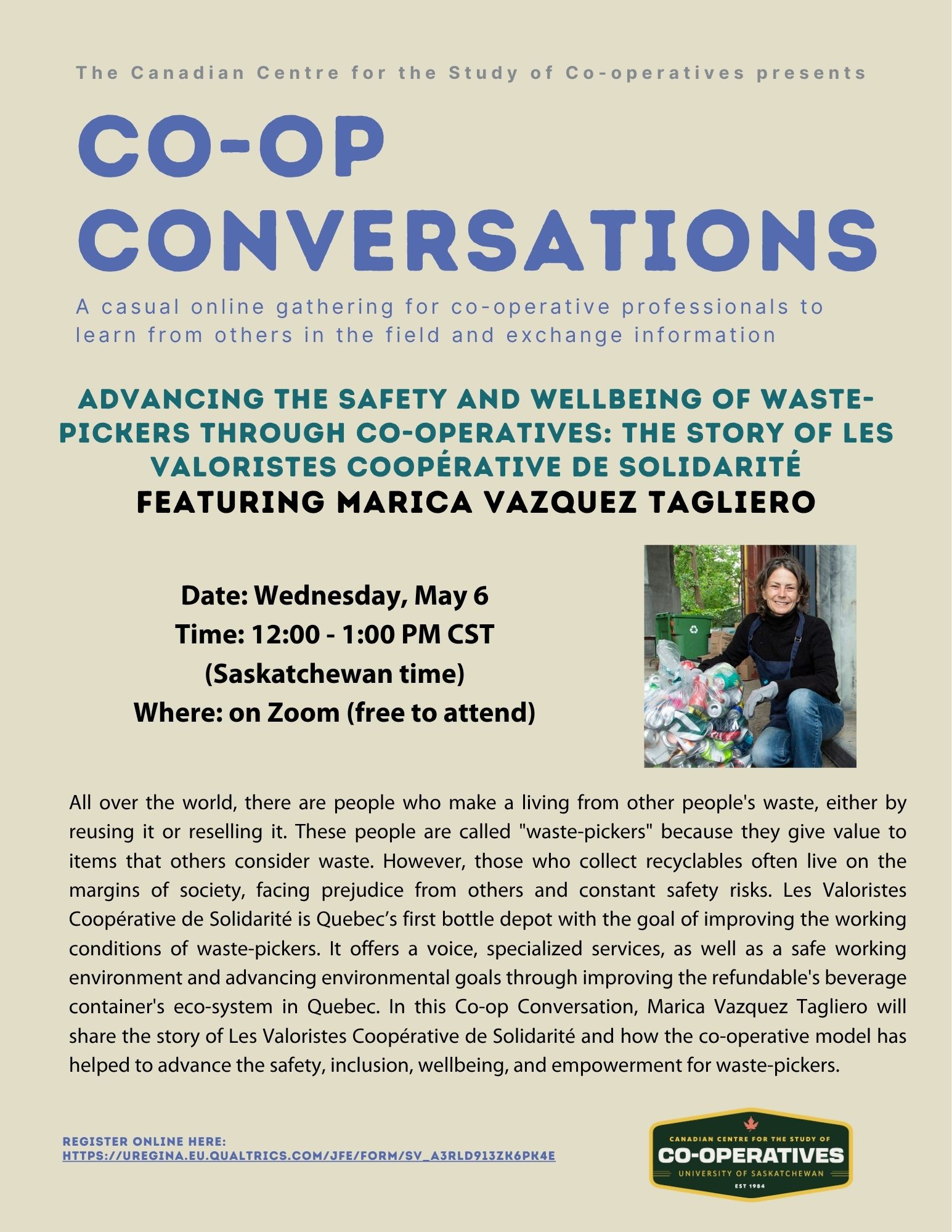 Poster: Co-op Conversation featuring Marica Vazquez Tagliero